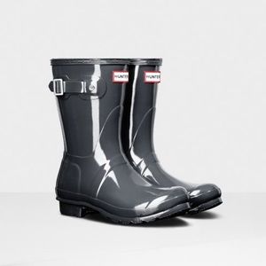 Hunter Original Short Gloss Rain Boots: Slate Grey